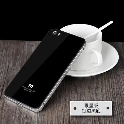 Чехол для Xiaomi Mi5, роскошная алюминиевая рамка и задняя крышка из закаленного стекла для Xiaomi mi5 m5, чехол для телефона Xiaomi Mi 5 - Цвет: sliver-black