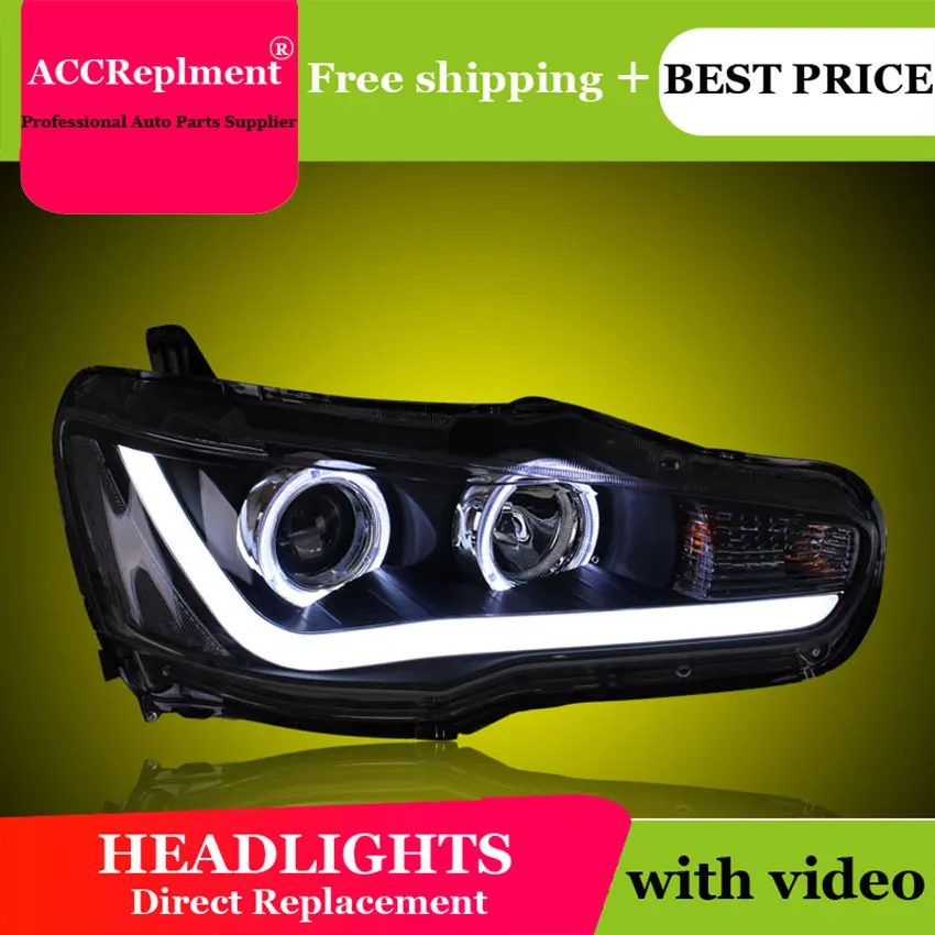 Car Styling for Mitsubishi Lancer EX Headlights 2009-2016 LED Headlight DRL Lens Double Beam H7 HID Xenon bi xenon lens | Автомобили и