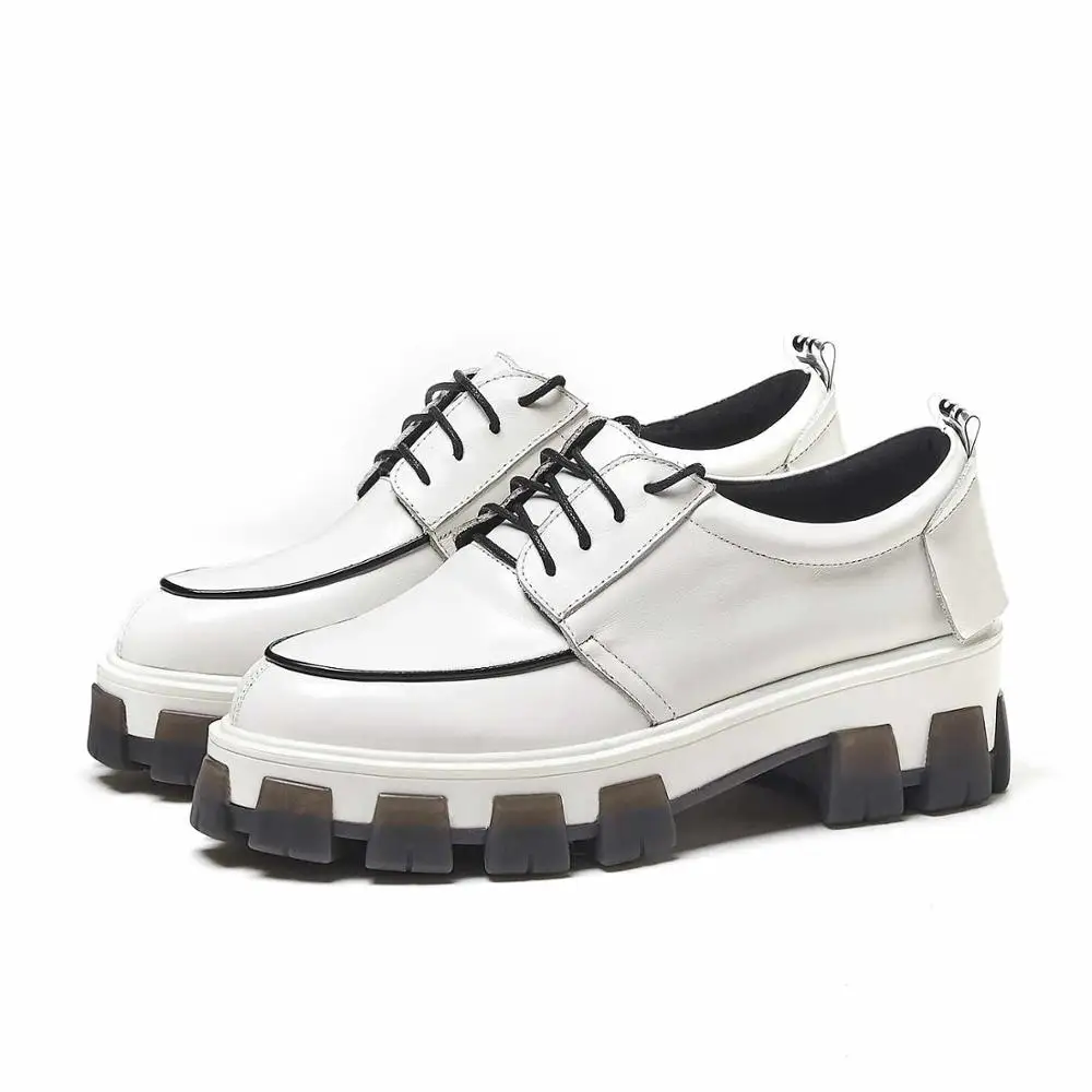 Бежевый Krazing Pot/; натуральная кожа; на шнуровке; на платформе; из водонепроницаемого материала; уличная Высокая мода; с круглым носком; в европейском стиле; для отдыха; Вулканизированная обувь; L18 - Цвет: Бежевый
