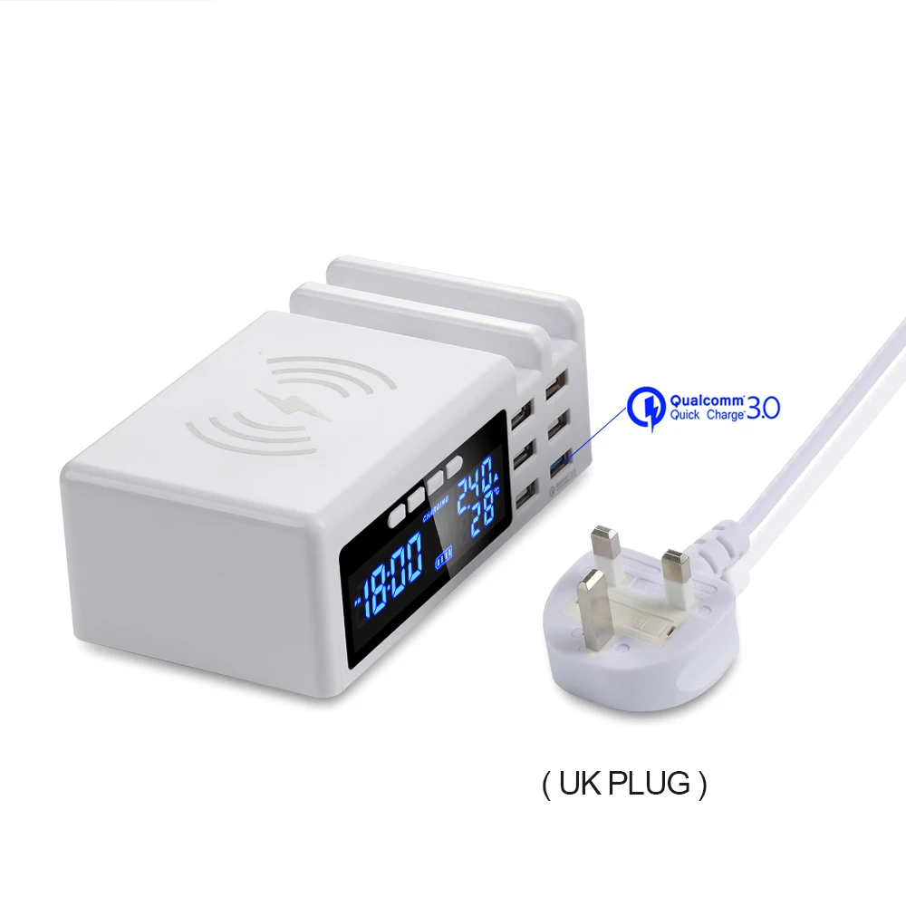 White-UK PLUG SCOMAS Qi Беспроводное зарядное устройство для телефона Быстрая зарядка 48 Вт 6 портов адаптер мульти Быстрый USB док-станция для зарядки для iphone планшета QC 3,0 - Тип штекера: White-UK PLUG