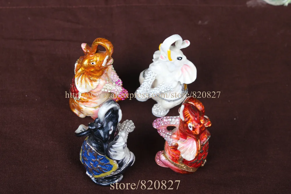 Антиквариат коробка слона ручной работы Кристальный металлический держатель