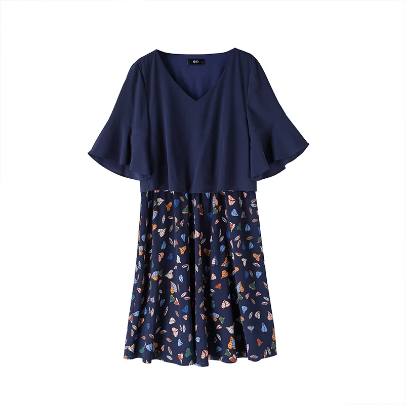 2017 плюс размер женщин Ложные 2 предмета с v-образным вырезом летние платья