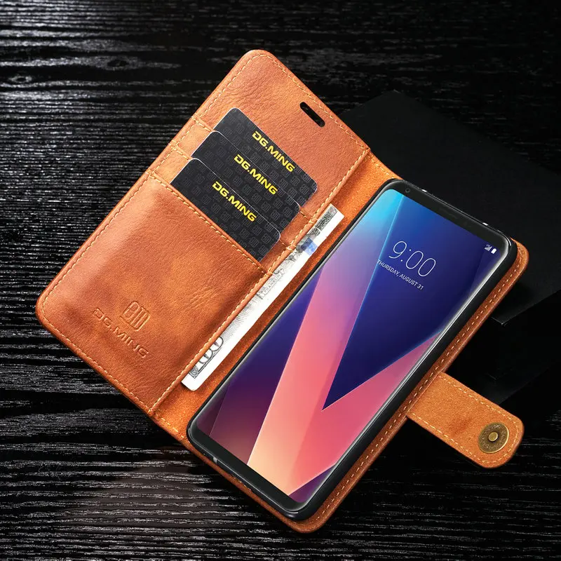 DG. MING винтажный кожаный чехол-бумажник с откидной крышкой для LG G6 G7 чехол thinq 2в1 Магнитный съемный чехол-книжка для LG V20 V30+ чехол