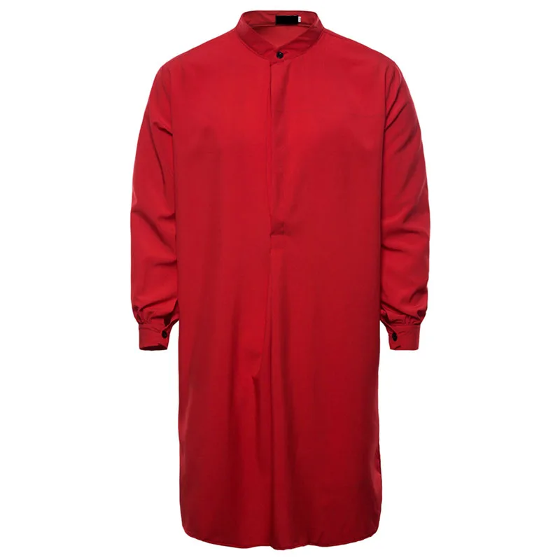 RolannJoe абайя с длинным рукавом мужские рубашки Мандарин Воротник 2019 модные