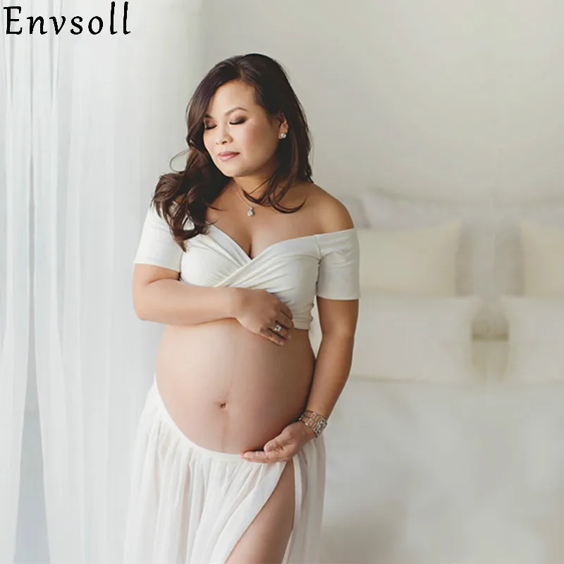 Envsoll платья для беременных фотосессии длинное платье хлопок шифон белые топы +
