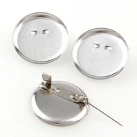30pcs 202330mm silver brooch clasps pin disk base pad bezel blank cabochon blanks trays with brooch pins cameo cabochon base