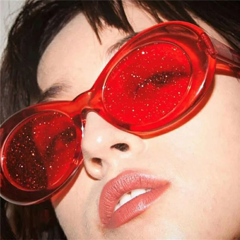 Oulylan Vintage Clout Goggles Sunglasses Men Women Retro Tint NIRVANA Kurt Cobain Sun Glasses Ladies Clear Small Oval Glasses