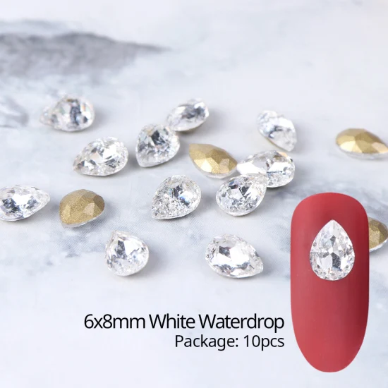 6x8mm WaterdropWhite 10 шт./компл. 3D Кристаллы Дизайн ногтей Стразы овальной формы для маникюра, блестящие Самоцветы ювелирные изделия Strass талисманы аксессуары камень маникюра аксессуары TR965 - Цвет: 6x8mm WaterdropWhite