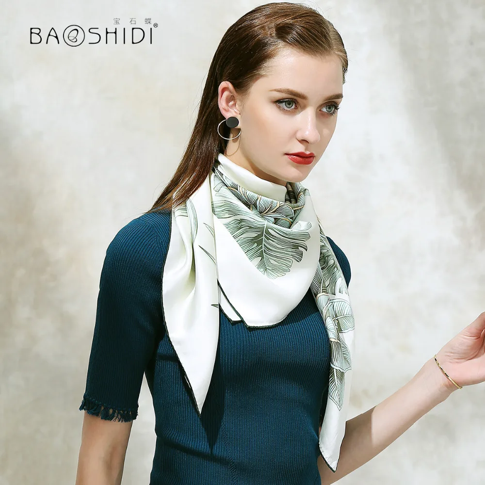 [BAOSHIDI] 2017 Осень Новое поступление 100% шелк 16 момме толстый 90*90 см квадратный шарф