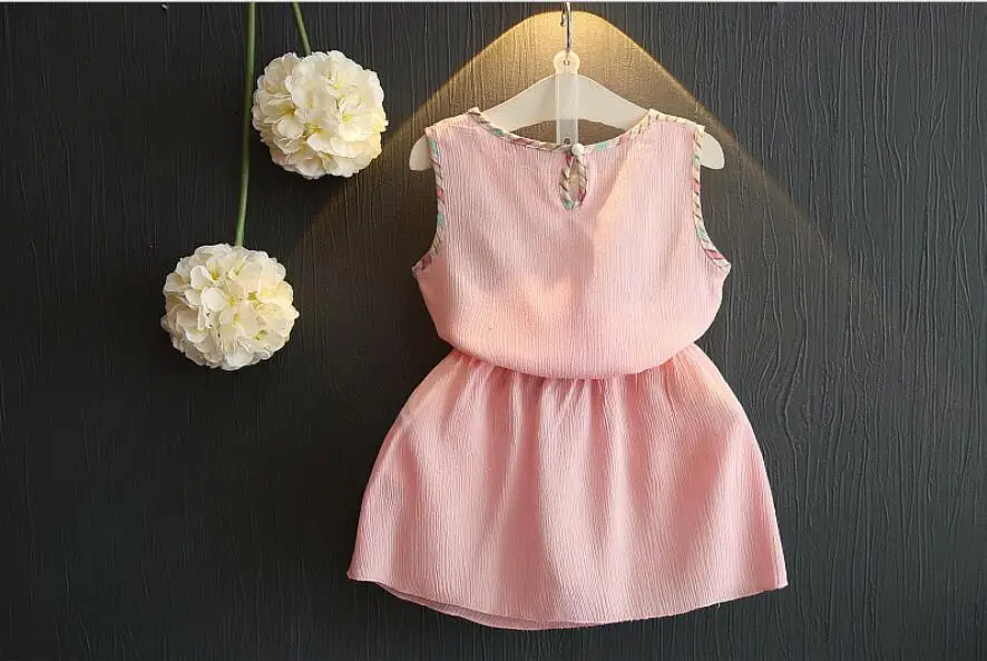 Романтические летние комплекты одежды для девочек хлопковый комплект маленьких