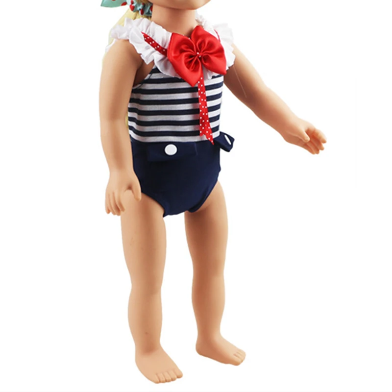 Детские куклы одежда 43 см украшение для в полоску Модный Купальник 18 дюймов reborn
