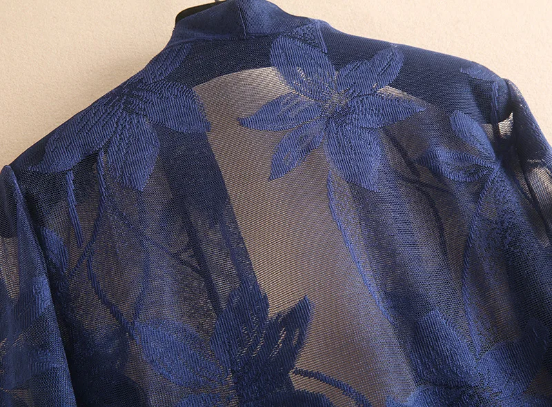 Кружевной кардиган шаль для женщин пальто размера плюс длинная рубашка - Фото №1