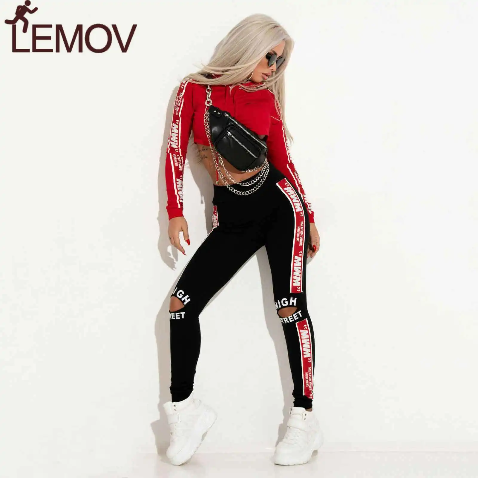 Комплект из 2 предметов для бега Женский Повседневный трикотажный свитер с