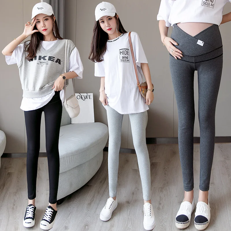 1911# Autumn Winter Skinny Maternity Legging Across V Low Waist Belly Legging for Pregnant Women Cotton Pregnancy Pencil Pants