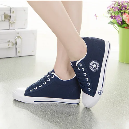 Deep Blue Sneakers Летние кроссовки на танкетке; Женская Повседневная парусиновая обувь; женская белая Баскетбольная обувь; Femme Star zapatos mujer; женские кроссовки высотой 5 см - Цвет: Deep Blue Sneakers