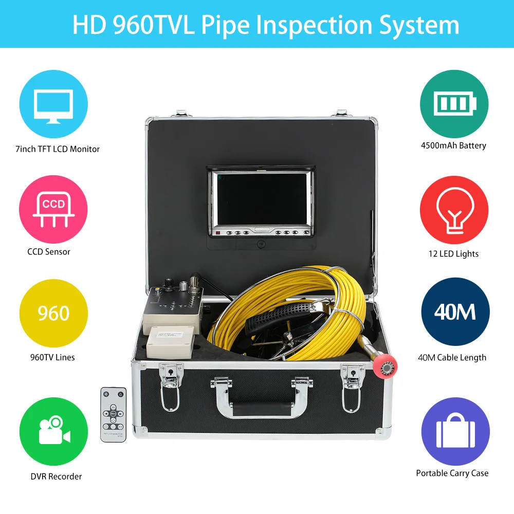 Рыболовный искатель канализационная инспекционная видеокамера 7 &quotЖК дисплей