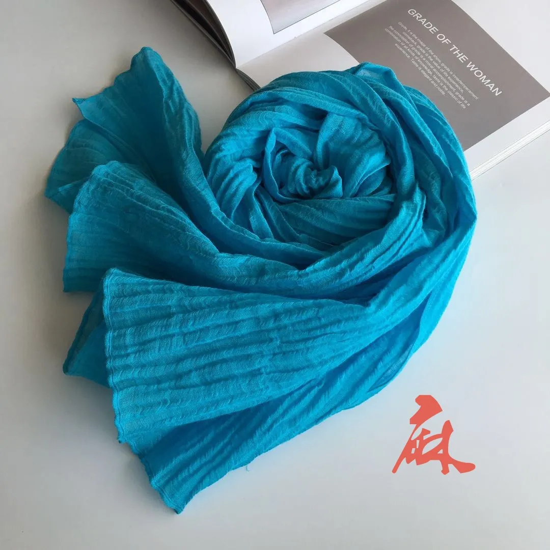 Новый модный шарф из чистого хлопка и льна Складная длинная шаль двойного