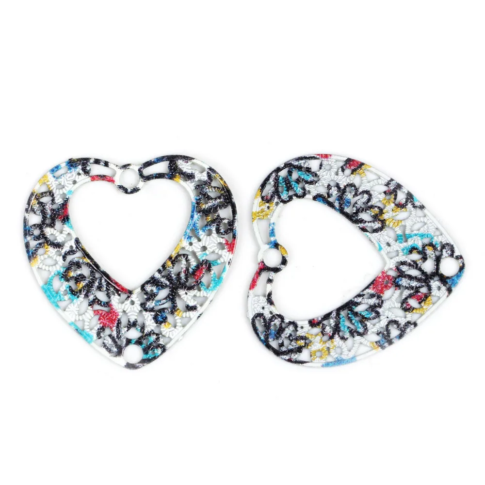 DoreenBeads 10 шт. металлический сплав живопись полые цветы разноцветные филигранные