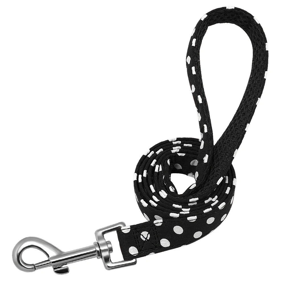 Polka Dot Black 4 фута модный собачий поводок с рисунком, нейлоновый поводок для домашних животных, веревка для маленьких и средних собак, мягкие поводки для прогулок для домашних животных, чихуахуа, питбуля - Цвет: Polka Dot Black