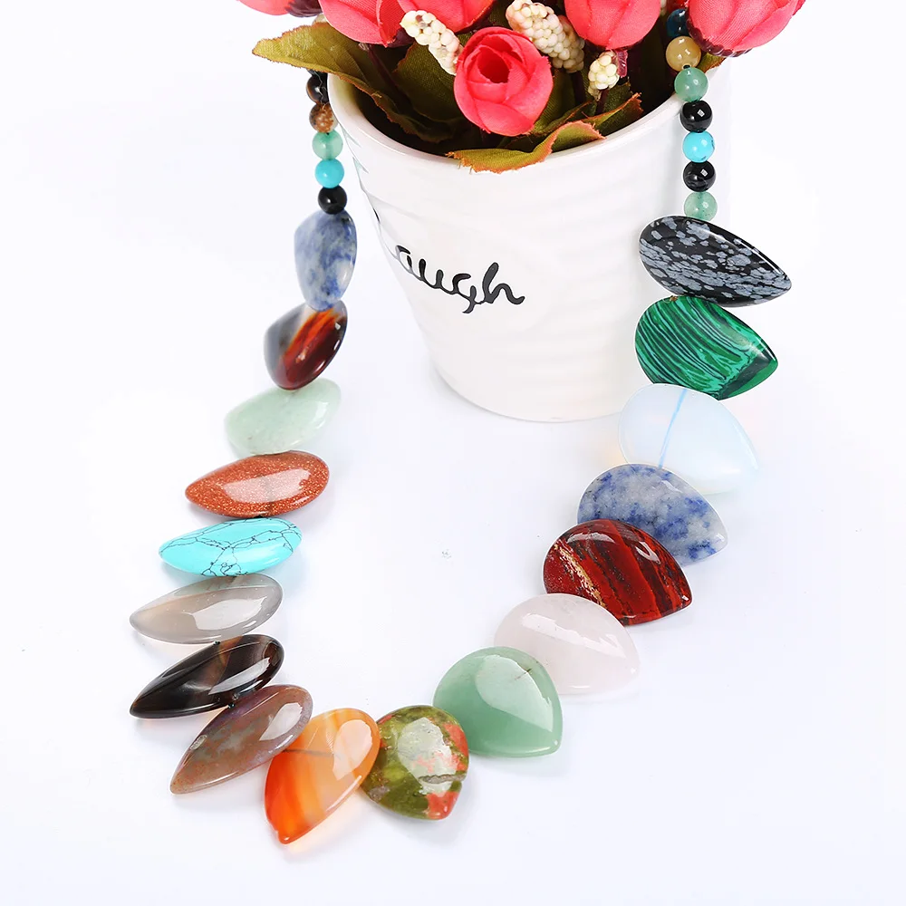Hot Natural Stone Necklace Column Crystal Tiger Eye Turquoise Amethyst Pendant Chains For Women Jewelry | Украшения и аксессуары