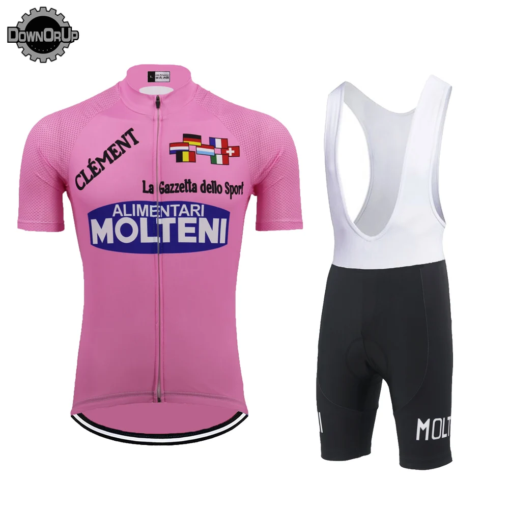 

MOLTEI cycling jersey set men short sleeve pink Cycling clothing bike wear jersey set bib shorts Gel Pad 9D ropa Ciclismo MTB