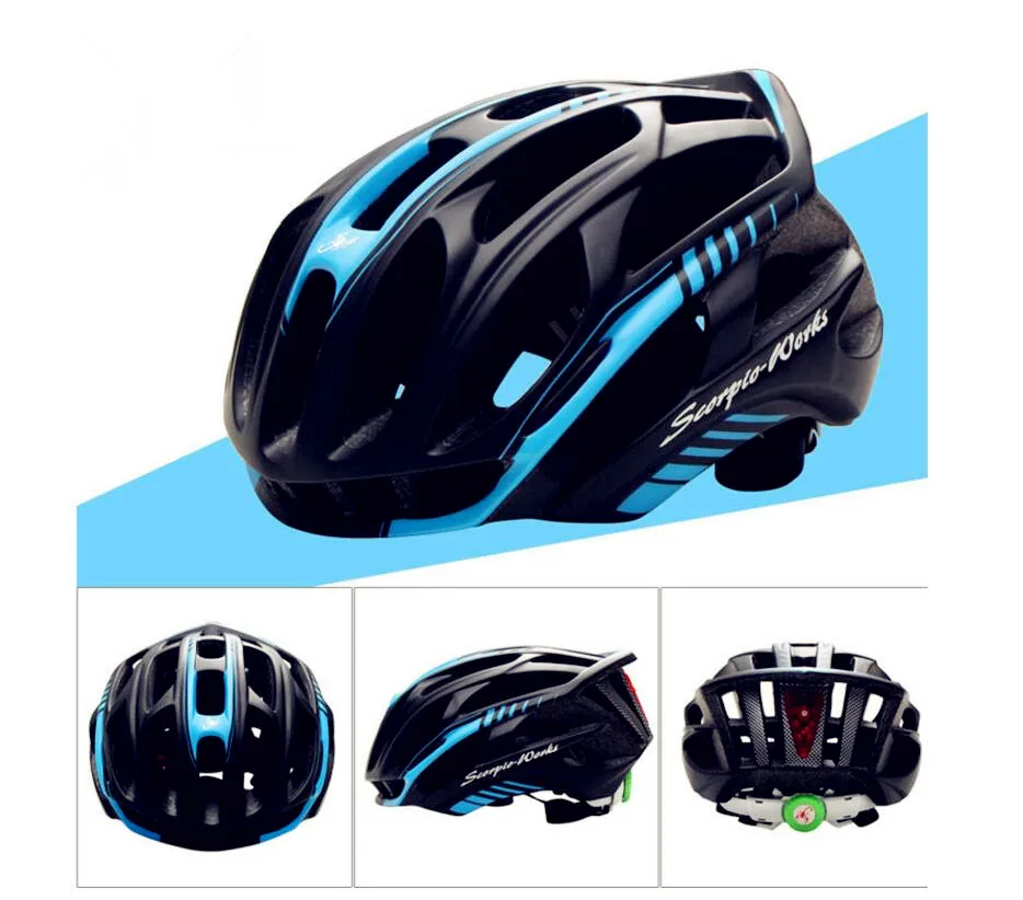 Bicycle Helmets Cover with LED Warning Tail Light Adjustable Ultralight Stable Mountain Bike Helmet Men Safety Protection Gear