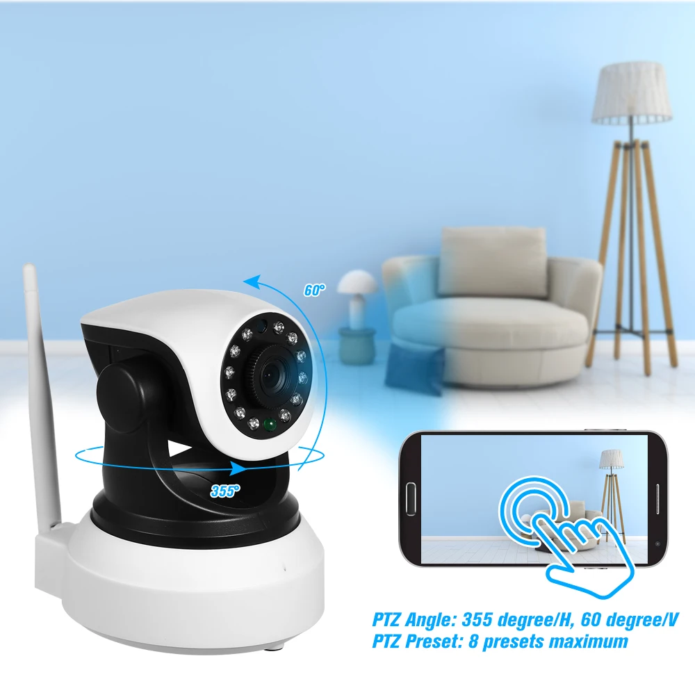 1080P беспроводная WiFi IP камера детский монитор PTZ TF карта Запись детектор движения