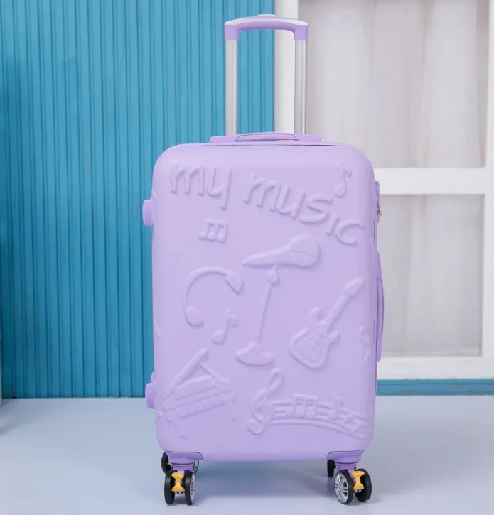 purple Travel tale 2" 24" дюймов для женщин abs жесткий дорожный костюм чехол багаж на ролликах милые тележка чехол дорожная сумка - Цвет: purple