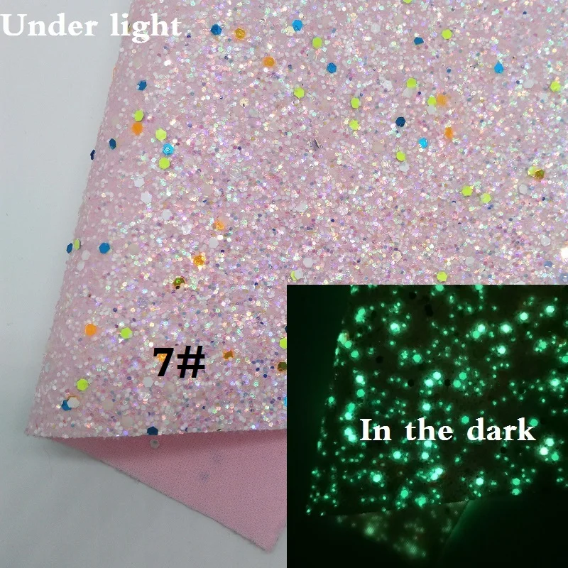 7 Glitterwishcome 21X29 см A4 Размер светится в темноте искусственная кожа, Vinil Para Lazos, искусственная кожа листы блестки листы, GM354A - Цвет: 7