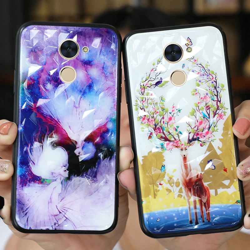 3D Алмазная текстура цветочный чехол для Huawei Y7 Prime 2017 Enjoy 7 Plus чехлы Ромбический