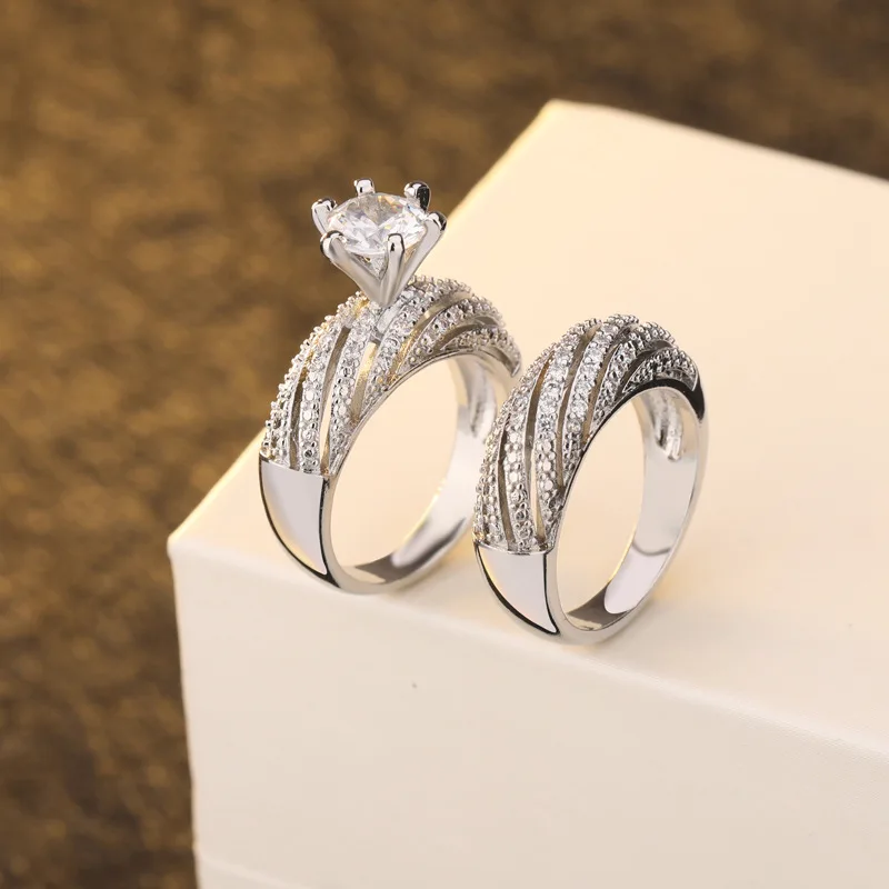 Everoyal New Fashion Silver Plated Rings For Girl Bride Wedding Jewelry Luxury Zircon Round Women Finger Accessories | Украшения и