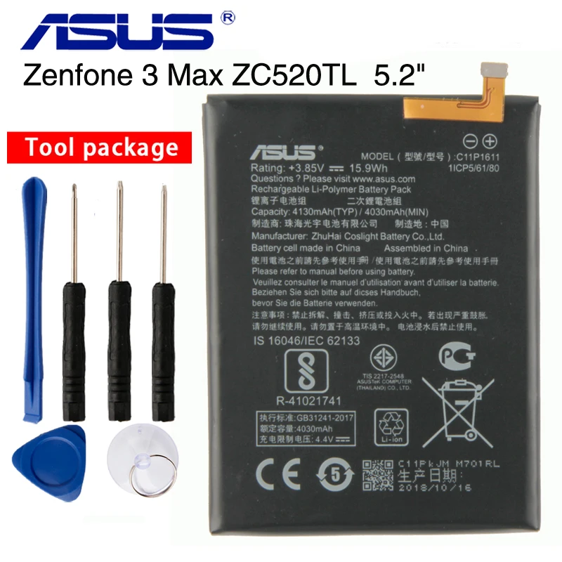 Оригинальный аккумулятор Asus C11P1611 для ASUS Zenfone 3 Max ZC520TL ZB570TL X018DC 4030 мАч|Аккумуляторы