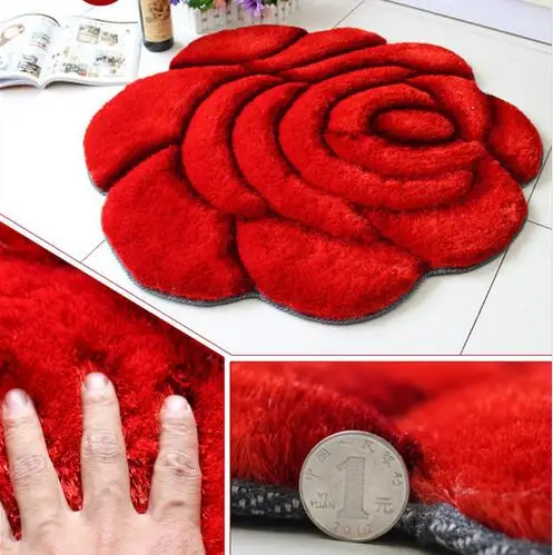3D Rose Carpet For Living Room and Bathroom Bedroom Carpets wedding roses shaped carpet bedside mat windows mats Floor Mat | Дом и сад