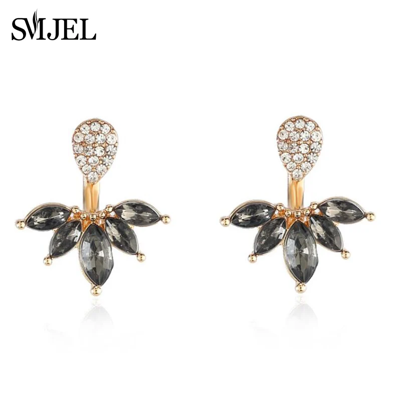 SMJEL Новые кристальные серьги с цветком, прокол ушной манжеты, ювелирные изделия для свадебной моды для девочек, кубический циркониевый водяной капельный серьги для заколок, женщины.