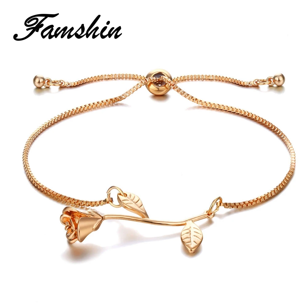 FAMSHIN модная подвеска в форме цветка розы браслеты для женщин девушек друзей