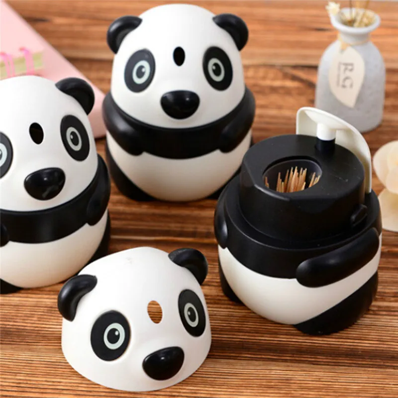 

Plastic Cartoon Panda Automatic Toothpick Holder Box Fashion Personality Cute Feature Panda Toothpick Holder