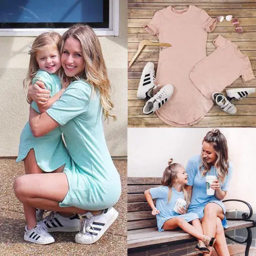 2019 г. Летние футболки с короткими рукавами для мамы и дочки одинаковые комплекты