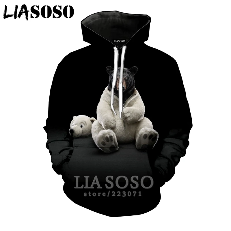 26 LIASOSO, новинка зимы, для мужчин и женщин, модная толстовка, 3D принт, животные, медведь, толстовки, длинный рукав, круглый вырез, топ, Harajuku, пуловер, B107-7 - Цвет: 26