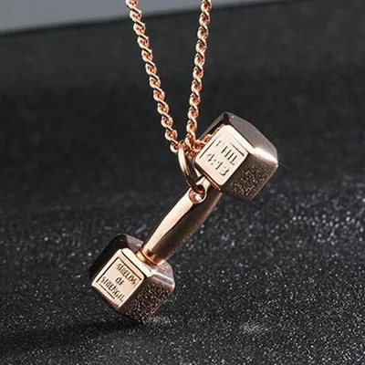 925 sterling silver men and women fitness dumbbell necklace pendant titanium steel material free mail dancer dog 2003 |