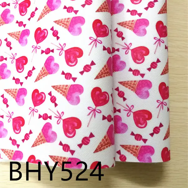 BHY524 1 шт./7,6*12 дюймов мультфильм печати кожа viny ткань BHY517 - Цвет: BHY524
