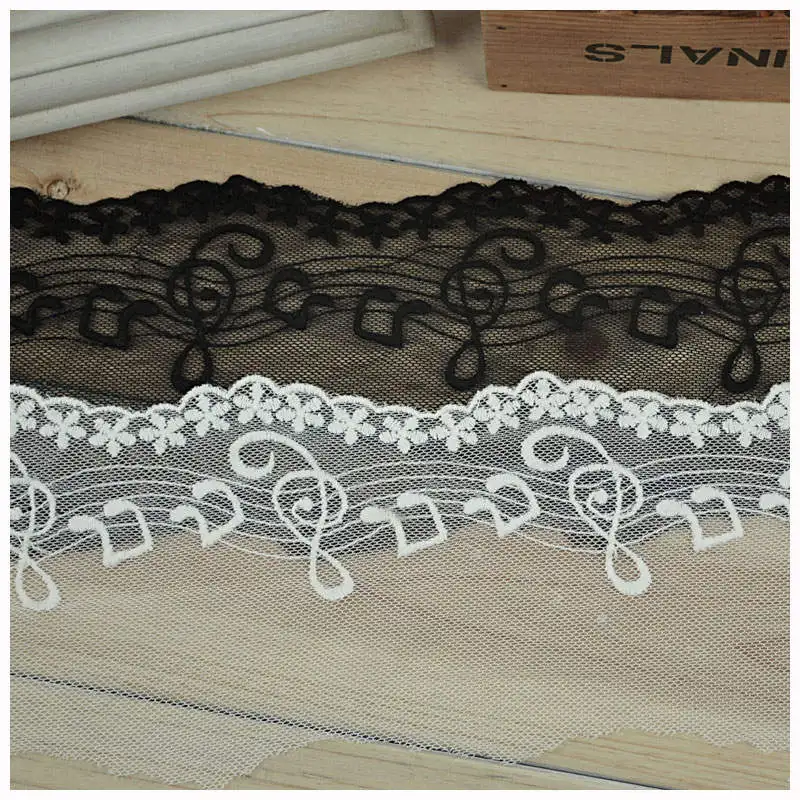 Fflacell 1 ярд Подрезка кружева музыкальные ноты вышитые для скрапбукинга аксессуары