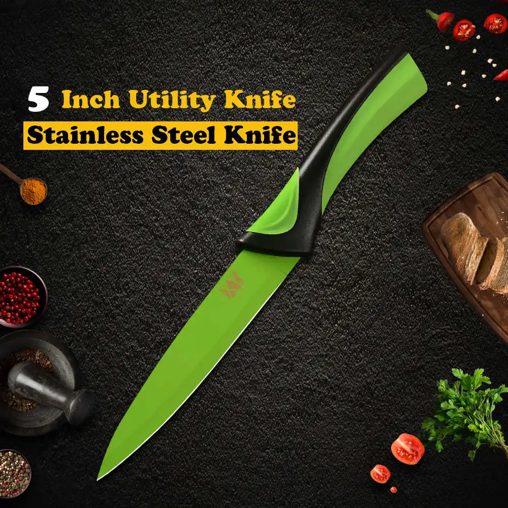 E.5 utility knife XYj кухонный нож из нержавеющей стали ABS+ TPR Нескользящая ручка острый нож с тонким лезвием мясо рыба суши овощи фрукты кухонные инструменты - Цвет: E.5 utility knife