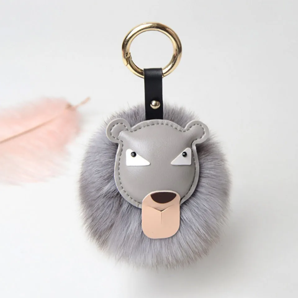 2019 Fur Pom Keychains Real Fox ball key chain Pompom fluffy Bag Charms bunny Keychain Keyring K#1902 | Украшения и аксессуары