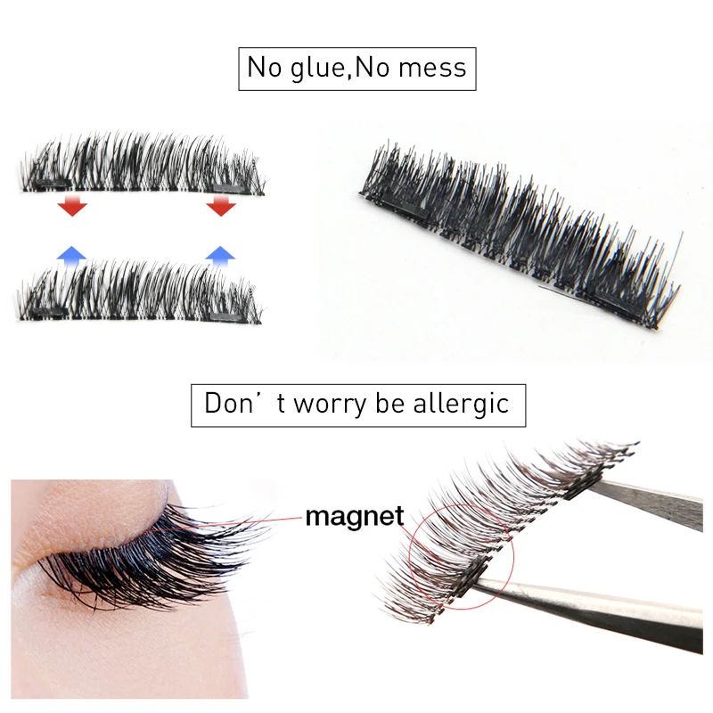 Magnetic Eyelashes Extension 3D on the magnet False eye lashes Handmade magnetic Lashes Natural Cross Makeup | Красота и здоровье