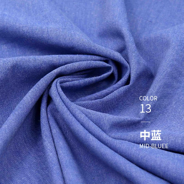 13 blue Мягкая однотонная ткань Оксфорд, полиэстер, хлопок, пряжа, окрашенная ткань, шитье, сделай сам, для рубашки, платья, повседневные штаны, одежда в скандинавском стиле, 145*100 см - Цвет: 13 blue