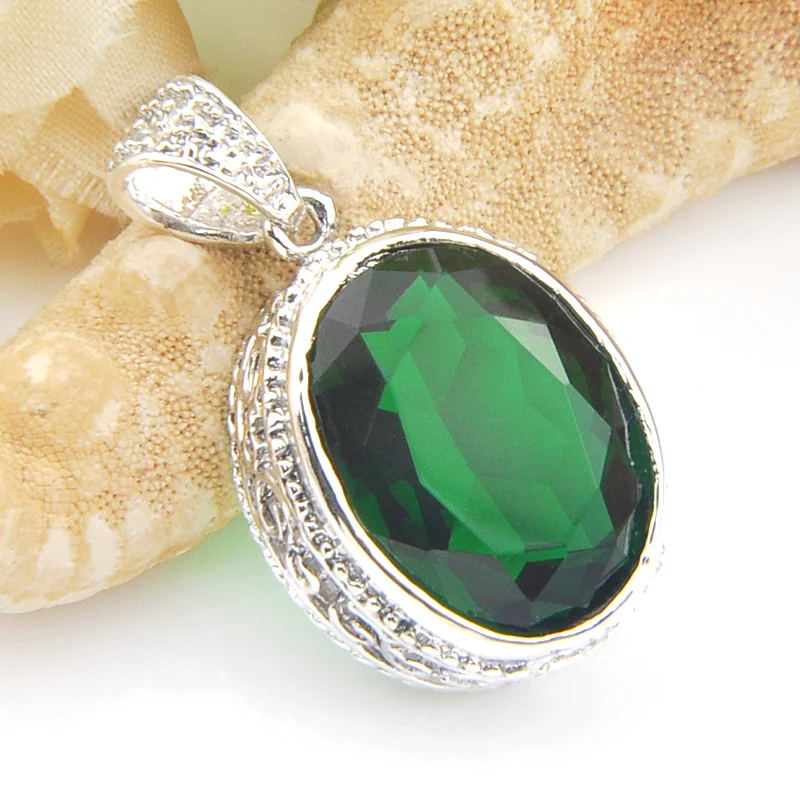 Enya Новое поступление Винтаж ручной работы Овальный зеленый камень с серебряным