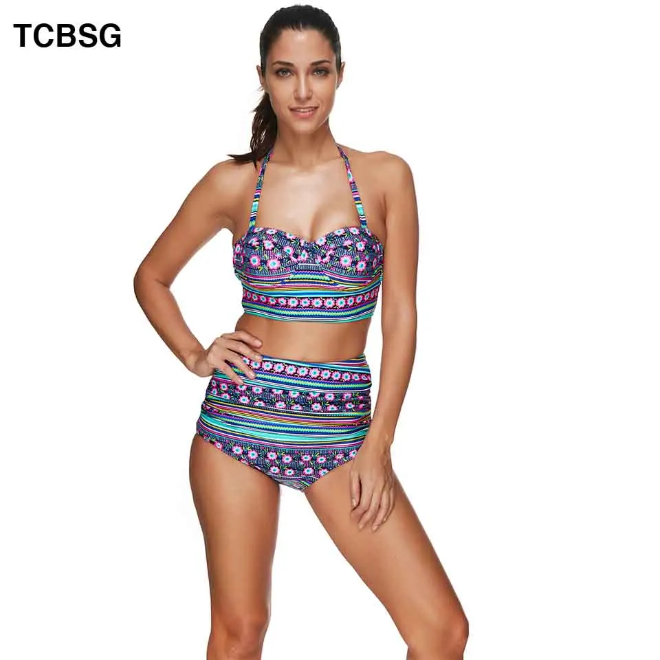 Женский купальник бикини с пуш ап TCBSG большого размера пляжная одежда летний