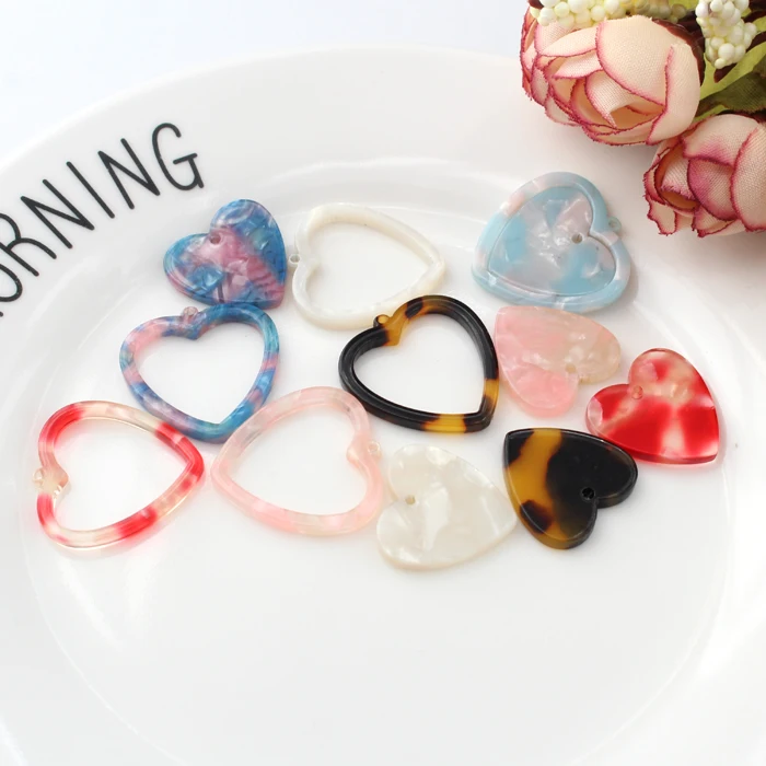 12 шт черепаховое сердце амулеты ацетат акриловые жемчужная мозаика кулон серьги