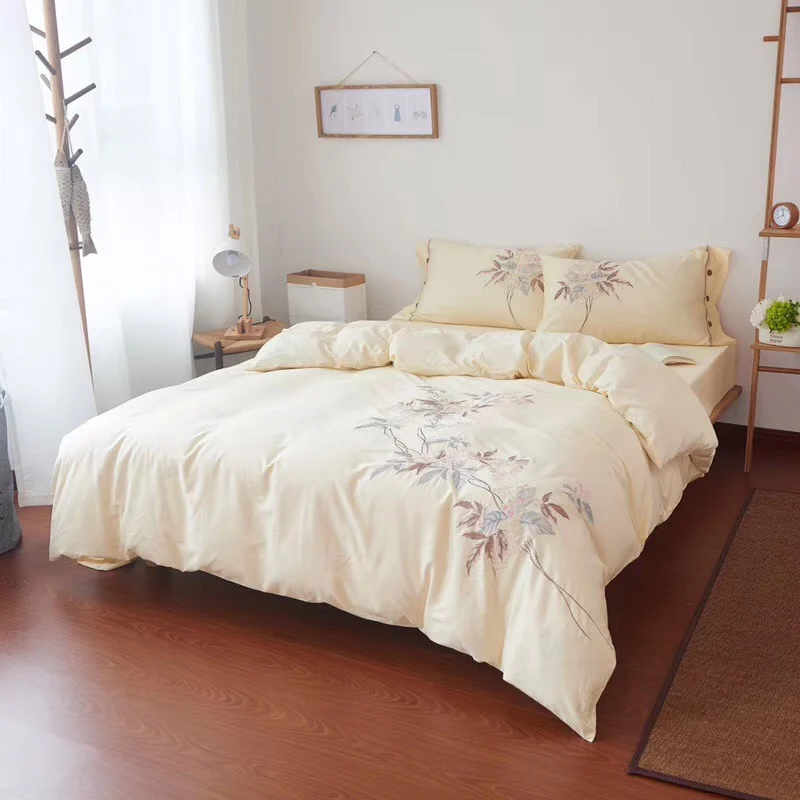 Комплекты постельного белья из 100% хлопка с вышивкой кролика и бабочки для