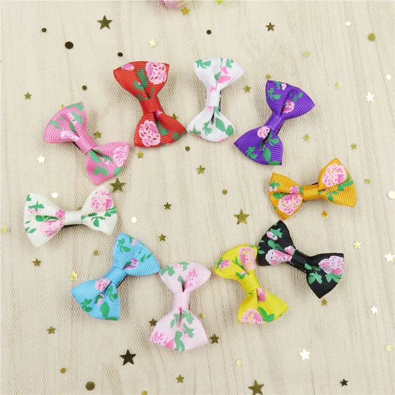 2PCS/LOT Peony Flower Small Bow Hairpin For Girls Handmade Child Elastic Hair Bands Scrunchy Clip Accessories Kids 2018 |